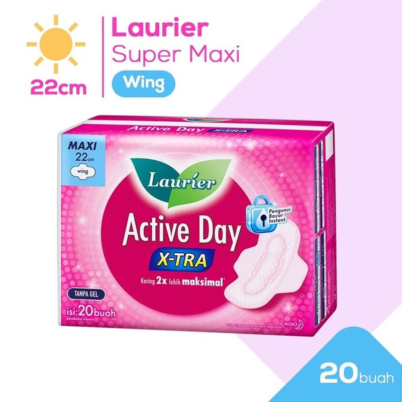 Laurier Active Day Super Maxi Wing Pembalut Wanita - 20S