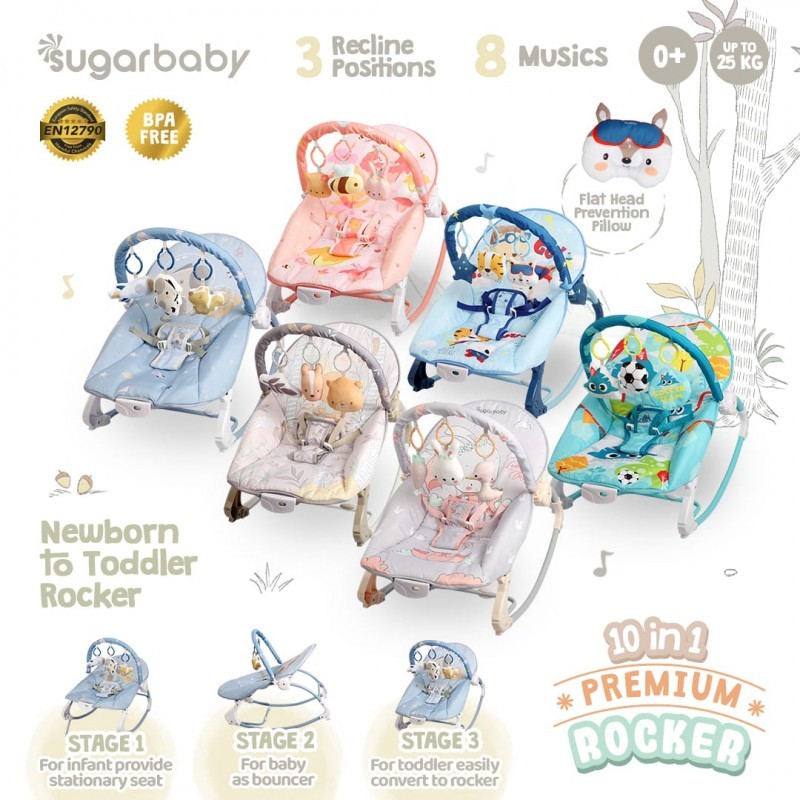 Sugar Baby 10 in 1 Premium Rocker Baby Bouncer Kursi Goyang Bayi
