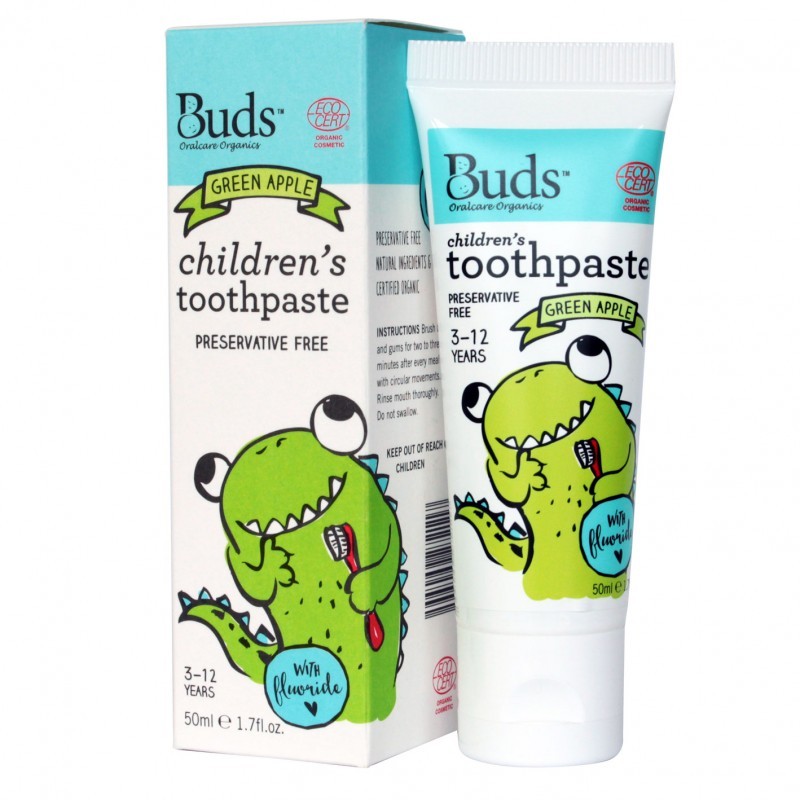 Buds Oralcare Organics Children's Toothpaste With Fluoride 50ml (3 - 12 Year) - Green Apple