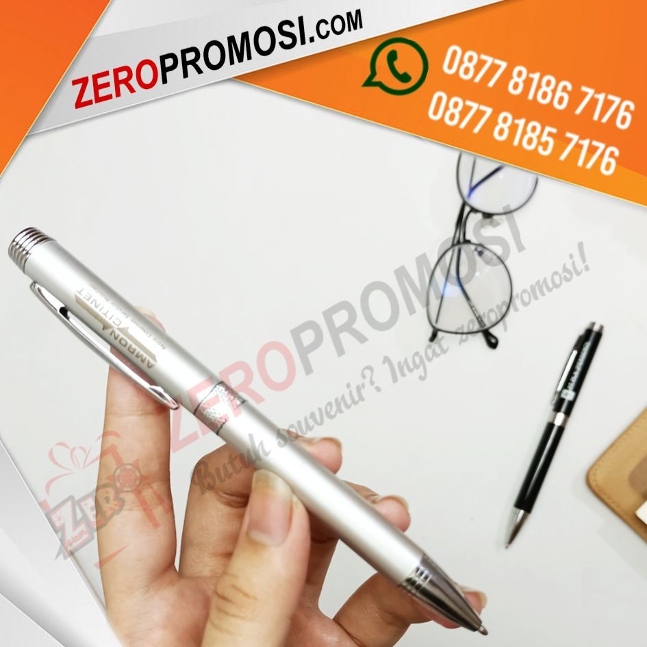 Souvenir Pulpen Besi Putar A8-BP Custom Logo