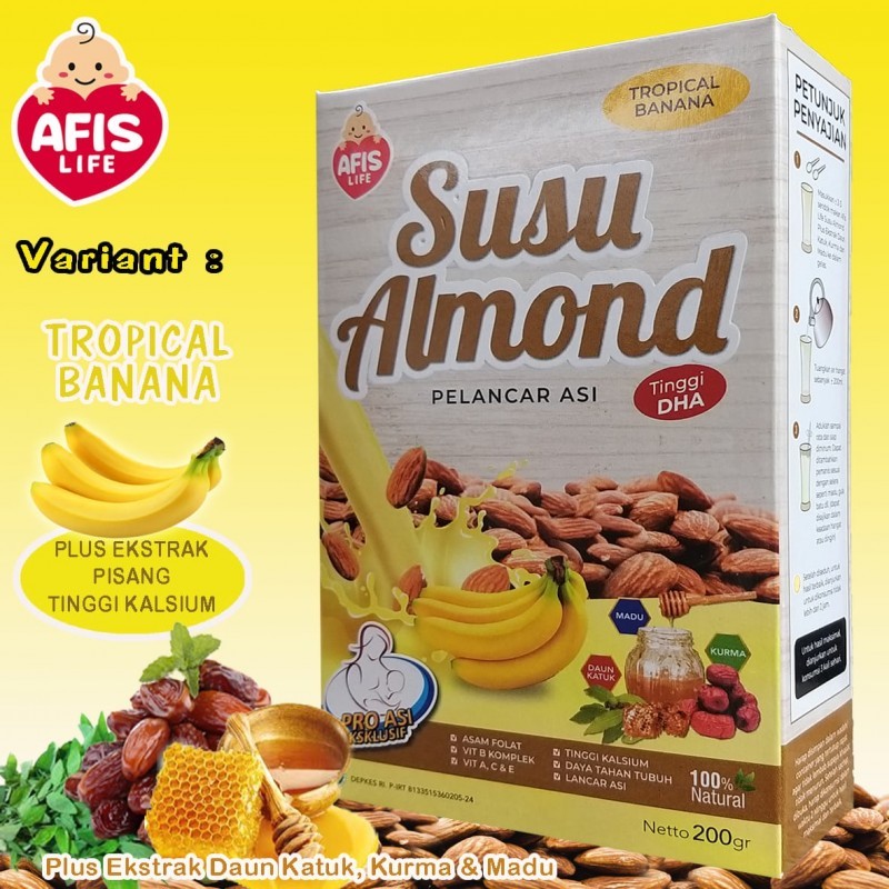 Afis Life Susu Almond Pelancar Asi 200gr - Tropical Banana