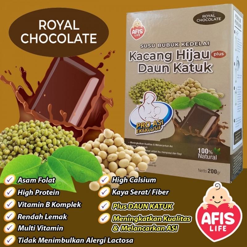 Afis Life Pro ASI Susu Bubuk Kacang Hijau + Daun Katuk 200gr - Royal Coklat