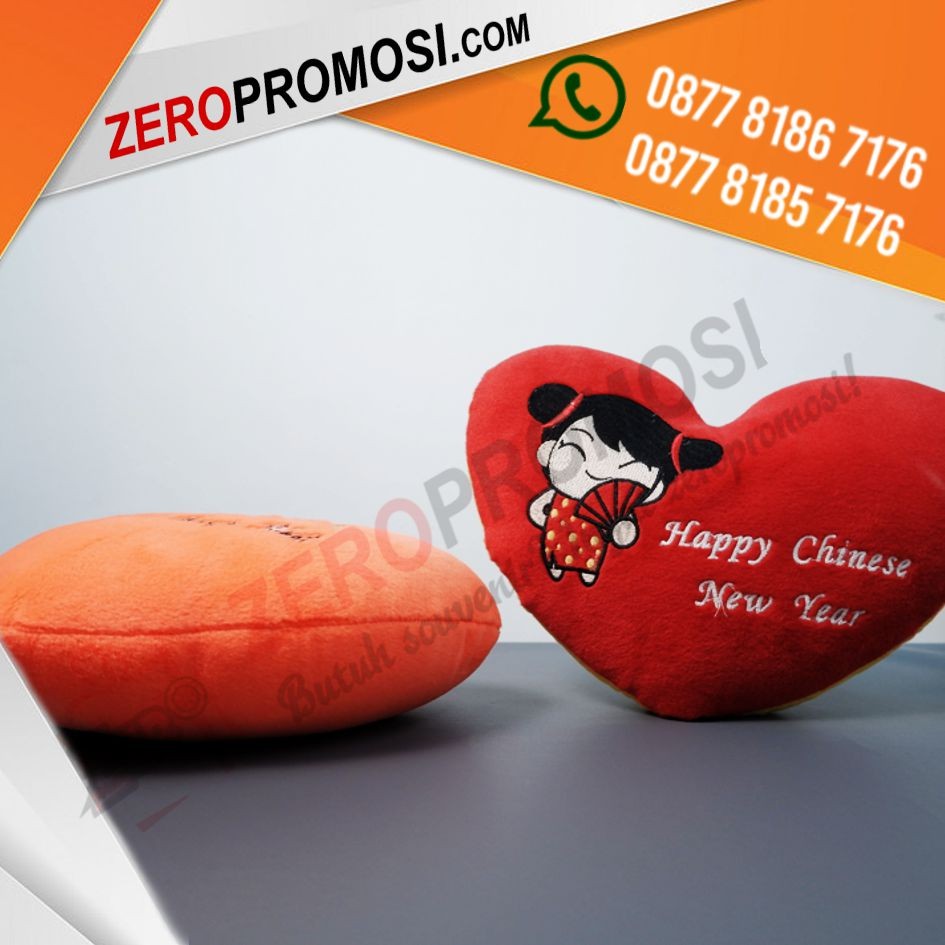 Souvenir Bantal Love Bordir Custom Promosi