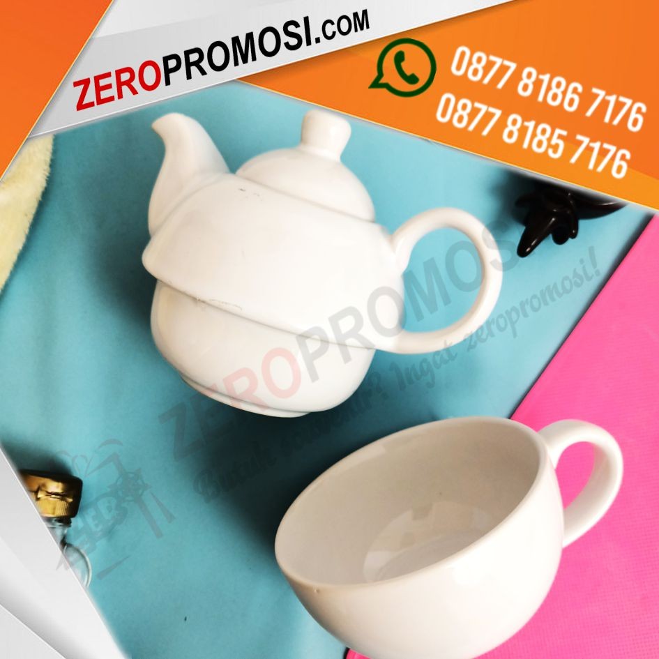Souvenir Hampers Tea Set Keramik Teko Cangkir Susun 2IN1 Custom