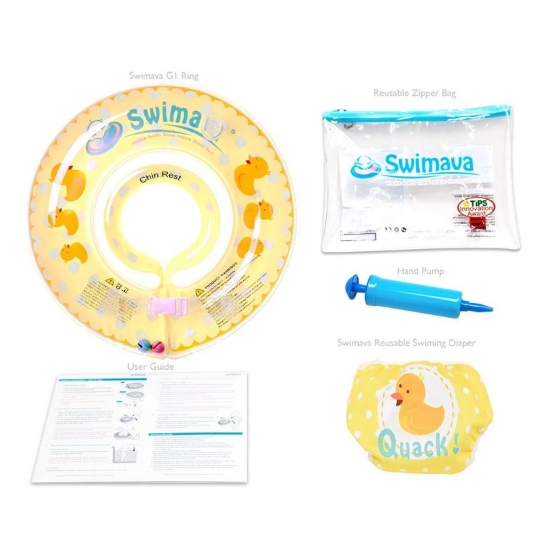 Swimava Baby Starter Neck Ring & Diaper / Pelampung Bayi Yellow Duckie