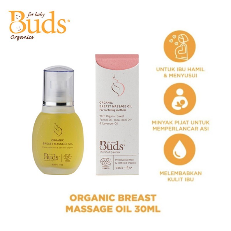 Buds Organics Breast Massage Oil Minyak Pijat Menyusui - 30 ml