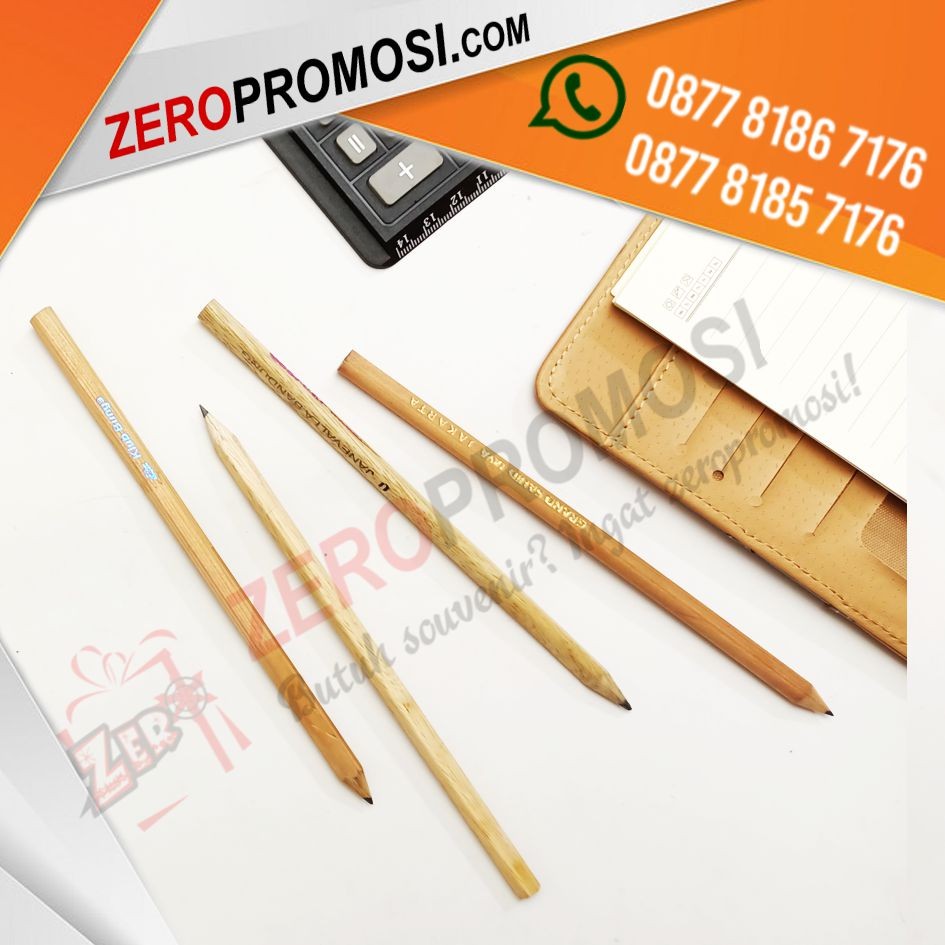 Pensil Kayu Segienam HB Hexagonal Natural Cetak Emboss Logo