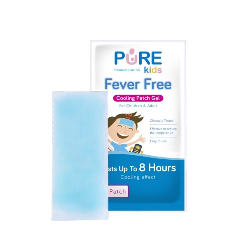 Pure Kids Fever Free / Plester Cooling Patch untuk Demam Bayi - 4 Sheet