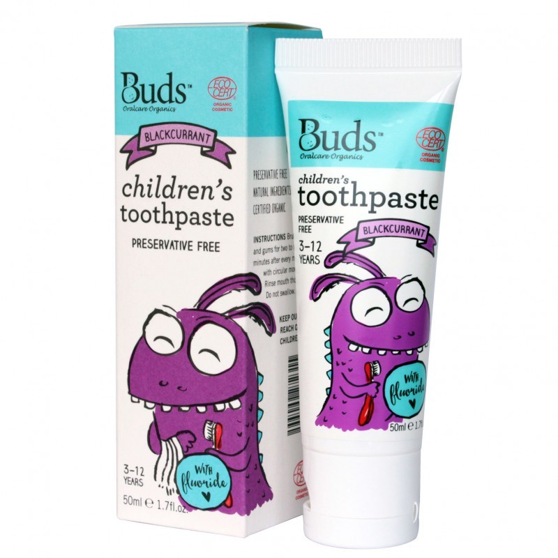 Buds Oralcare Organics Children's Toothpaste With Fluoride 50ml (3 - 12 Year) - Blackcurrant