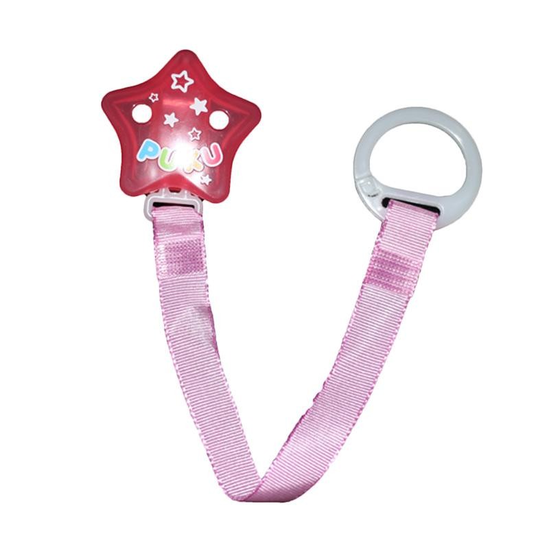 Puku Pacifier Clipper Pengait Dot Bayi Gantungan Empeng - Pink Star