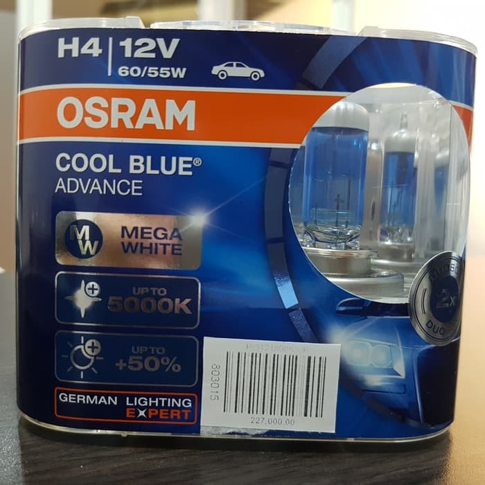 Lampu Halogen H4 60/55Watt 12Volt Cool Blue ADVANCE – Putih