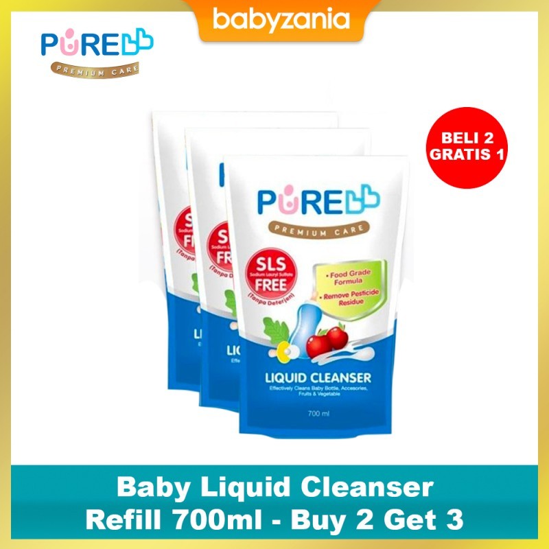 Pure BB Baby Liquid Cleanser Refill 700ml - Buy 2 Get 3